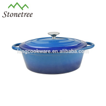 cocotte / batterie de cuisine ovale / ronde en fonte avec couvercles et oreilles